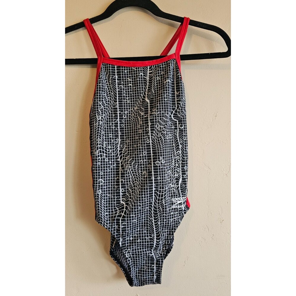 Speedo One Piece Swimsuit Womens 10/26 graphic-black  Endurance+ Crossback